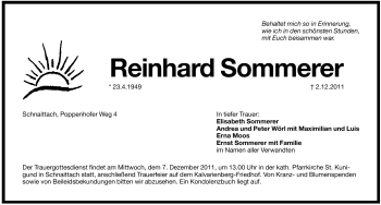 Traueranzeige von Reinhard Sommerer von Pegnitz-Zeitung